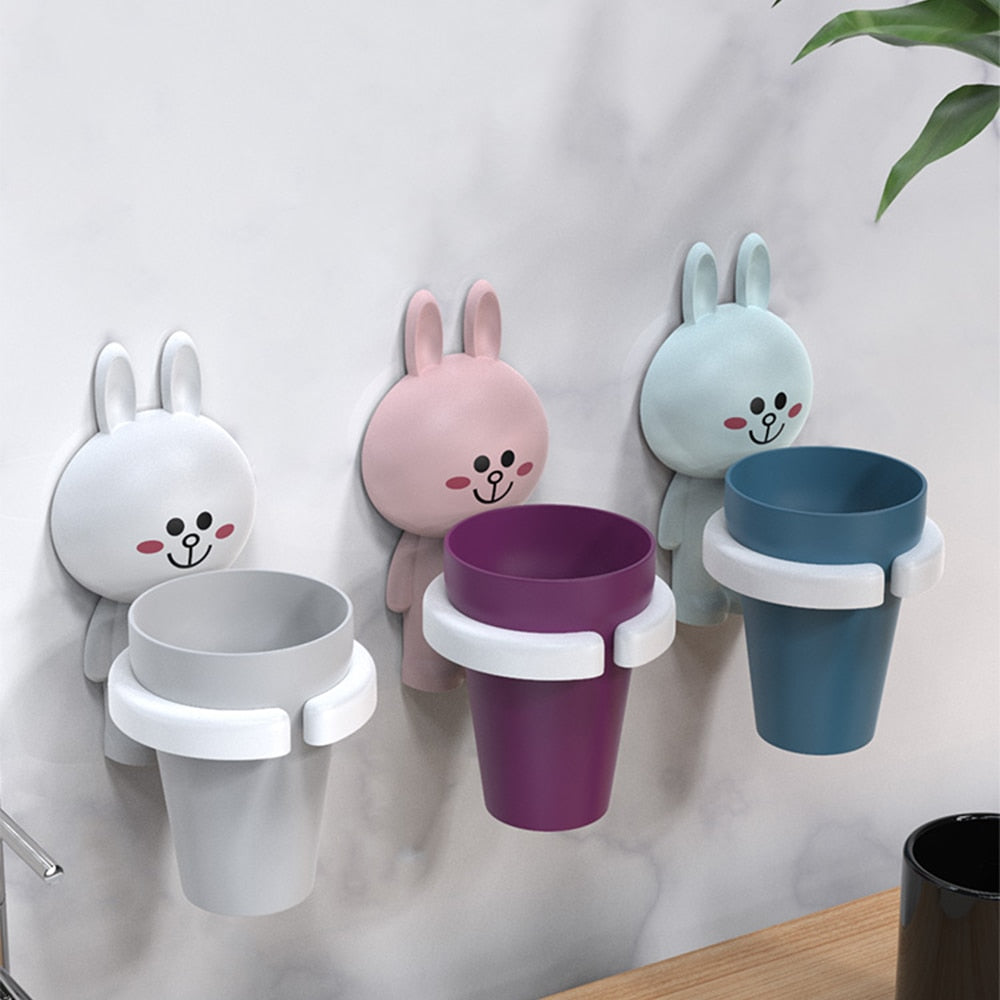Wall-mounted Cartoon Toothbrush Cup Holder